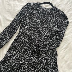 Floral black and white mini dress